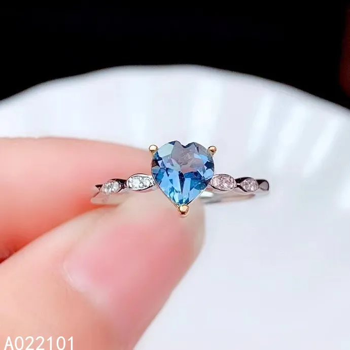 

KJJEAXCMY fine jewelry S925 sterling silver inlaid natural blue topaz girl new popular ring support test Chinese style with box