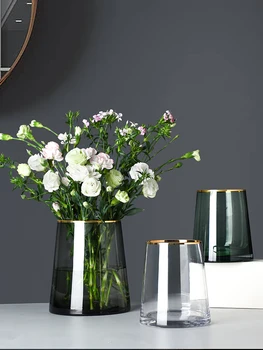 

Nordic Transparent glass vase terrarium hydroponic systems Gray glass flower vases centerpieces for weddings home decoration