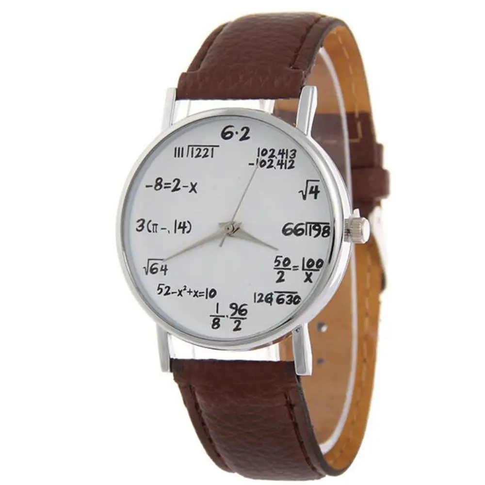 Vansvar модные повседневные женские кожаные кварцевые часы с математическими символами женские наручные часы Relogio женский браслет часы - Цвет: brown