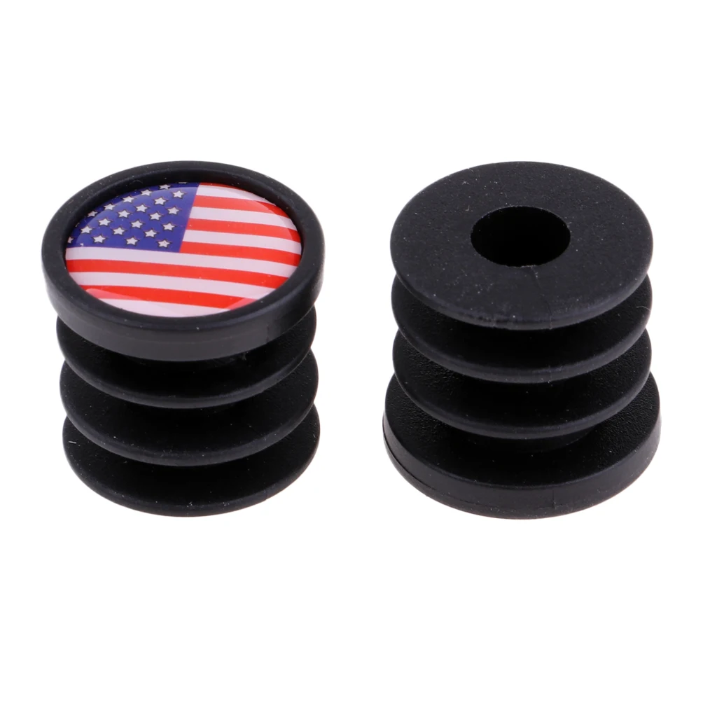 2PCS 7/8 National Flag Bicycle Handlebar Plastic Bar End Plugs Cap