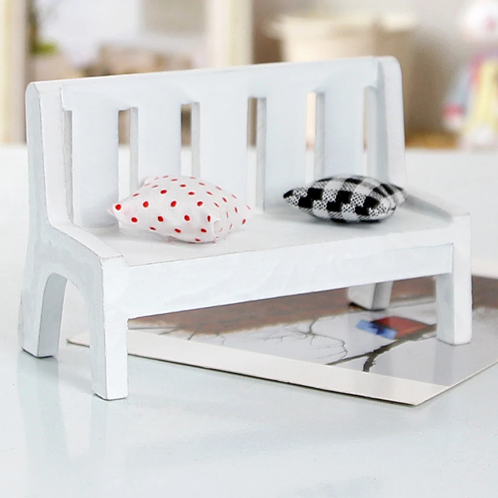 New Mini Wooden Pillows Chairs with cushions Fairy Garden Decorations innovative wood craft Luxury Furniture Accessory
