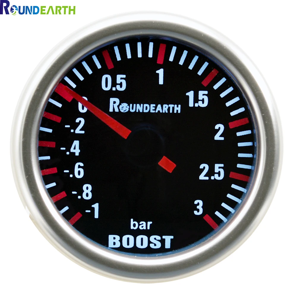 Round Earth 52mm Auto Car White Backllight Turbo Turbin Mechanical Boost Gauge Clocks Pressure -1~3 Bar Meter