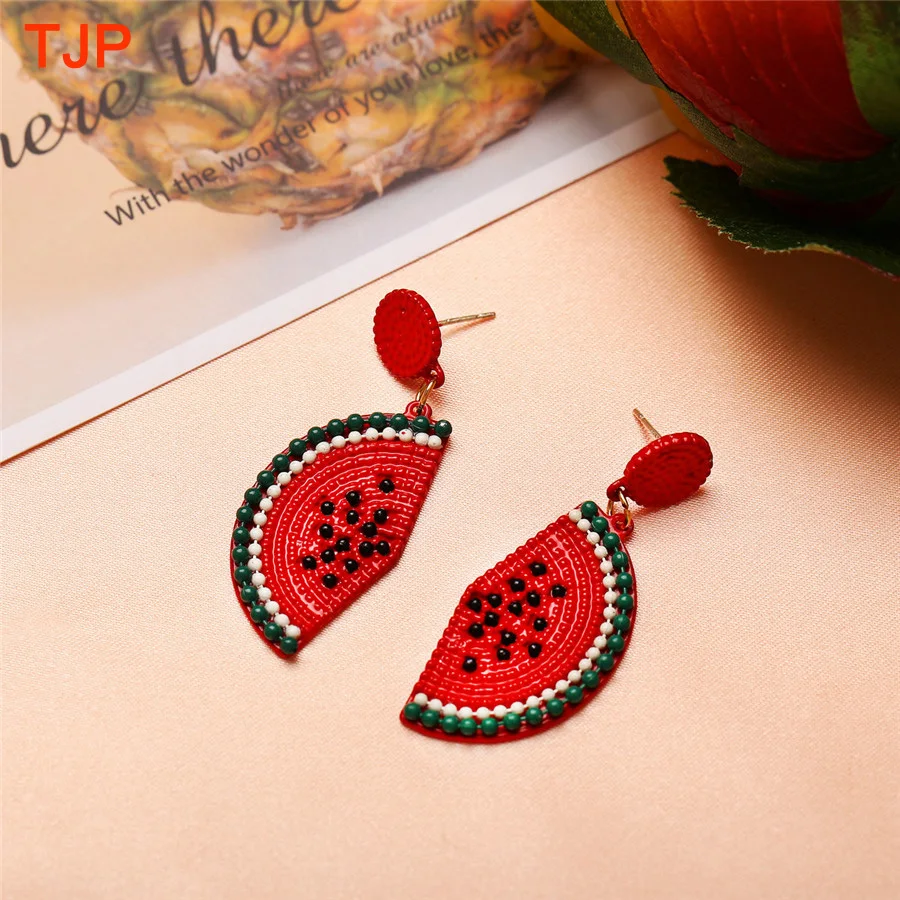 

2019 New Fashion Trendy Ethnic Bohemian Fruit Drop Earrings for Women Sweet Banana Strawberry Long Statement Dangle Earrings