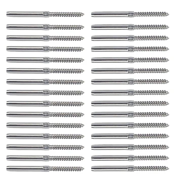 

30Pcs Swage Lag Screws Left & Right for 1/8 Inch Cable Railing System Stair Deck Wood Post Balusters Decking Hardware