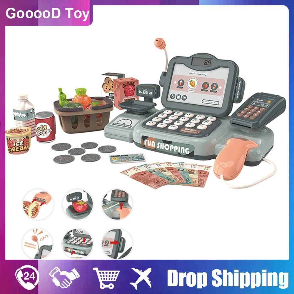 Caja registradora compra cargar niños con caja escáner juego los juguetes 4685 
