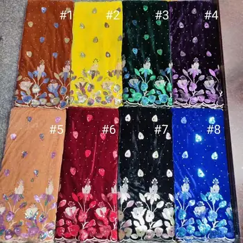 

Latest African lace fabric 2020 High Quality robe de soirée Velvet Lace Nigerian Lace Fabrics For Party dress 5yards