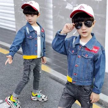 

Boys Jackets Autumn New Arrival Letter Printing Denim Jackets For Boy Kids Clothing 2 3 4 5 6 7 Years Todlder Baby Outwear 2019