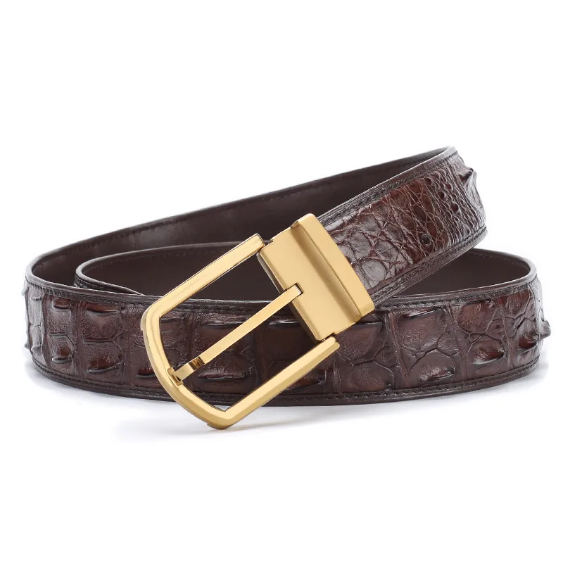 

High-end luxury cinturones para hombre men's non-splicing crocodile leather men belt pin buckle business casual ceinture femme