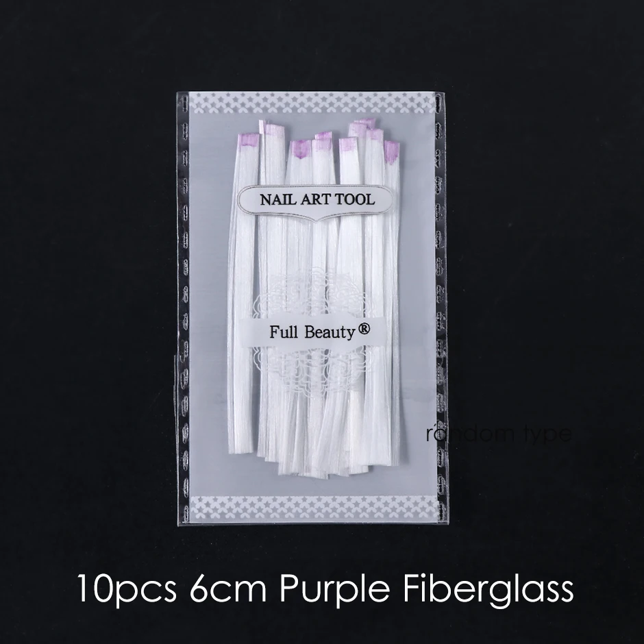 Purple 10pc 1 м/2 м/5 м стекловолокно для наращивания ногтей, Акриловое Наращивание, профессиональная французская Форма для ногтей, кончики, стекловолокно, шелк, набор для наращивания маникюра CH1578 - Цвет: Purple 10pc