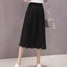 Модные элегантные плиссированные юбки средней длины, женские новые одноцветные юбки с высокой талией, Осенние Зимние трапециевидные повседневные юбки средней длины
