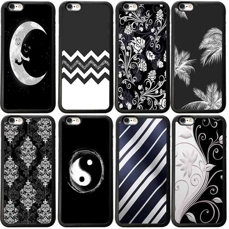 Черное или белое с рисунком чехол для мобильного телефона из жесткого пластика