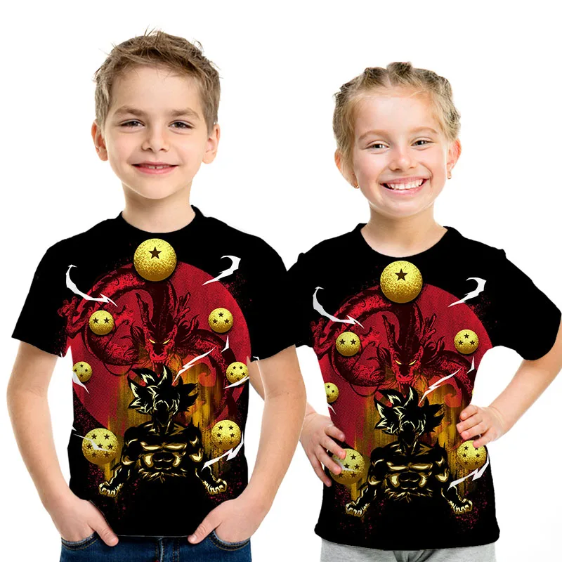 Новинка года, футболки с драконами и шариками Z Детская летняя повседневная футболка с 3D принтом «Супер Саян Гоку», черного цвета, Zamasu Vegeta, Dragon Ball - Цвет: NT-222