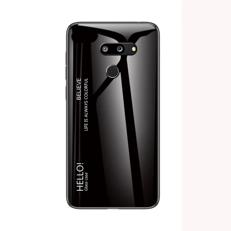 Черный Задняя крышка для телефона LG G8 ThinQ 6," Модный стеклянный чехол для телефона для LG G8 ThinQ силиконовый бампер с полной защитой - Цвет: Черный