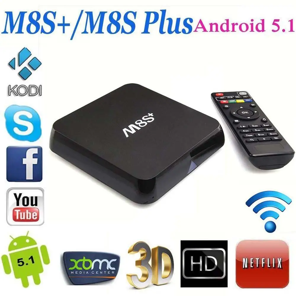 M 8s+ M 8s Plus Android5.1 четырехъядерный ТВ приставка медиа ко ди XB MC Wifi полная загрузка США