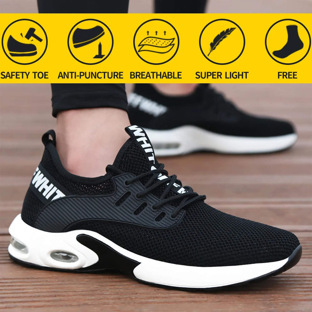 

Safety Shoes Men Steel Toe Work Boots Women Anti-Smashing Anti-Puncture Comfort Breathable Construction Indestructible Sneakers