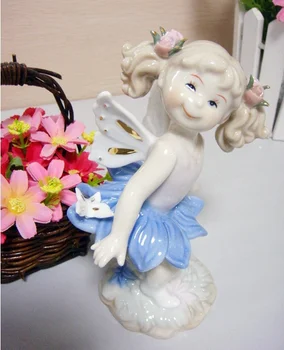 

Smiley Porcelain Maiden Fairy Statue Decorating Ceramics Doll Figurine Present and Craft Ornament Accessories Embellishment