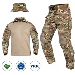Cs airsoft paintball tamanho da ue militar uniforme tático combate camisa do exército tatico topos multicam camuflagem caça calças de pesca