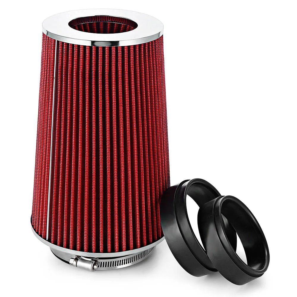 

Air Filter Universal Auto Cold Air Intake Adjustable Neck Works For 76-89-101mm Round Tapered