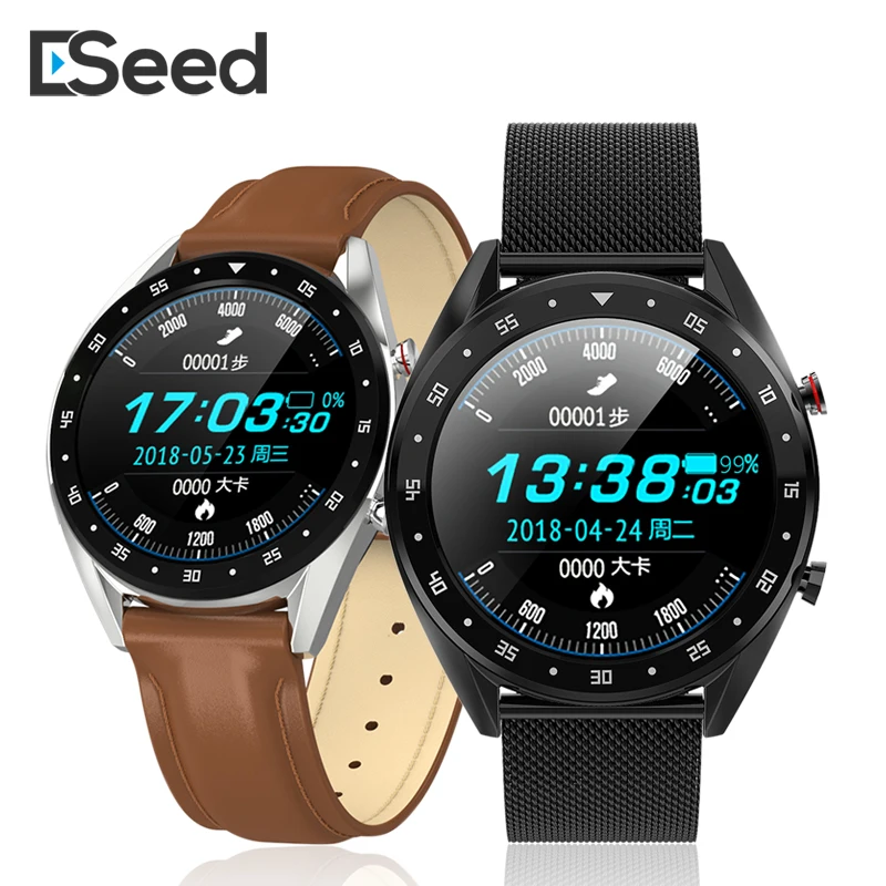 

ESEED L7 smart watch men ECG+PPG HRV Heart Rate Blood Pressure Monitor IP68 Waterproof leather bluetooth smartwatch for android