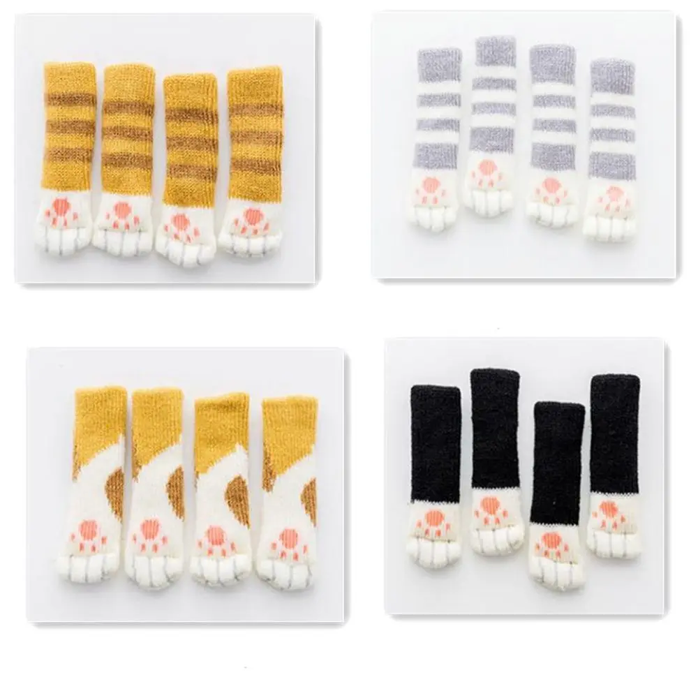 Socks Chair-Leg-Cover Floor-Protector Table Foot-Knitting Paws Home-Decor Cat Skidproof