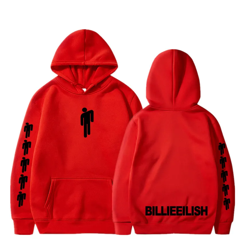 Red16 Новая горячая Billie Eilish Толстовка Мужская Черная хлопковая толстовка пара Billie Eilish Толстовка простая сохраняющая тепло Женская/Мужская толстовка одежда - Цвет: Red16