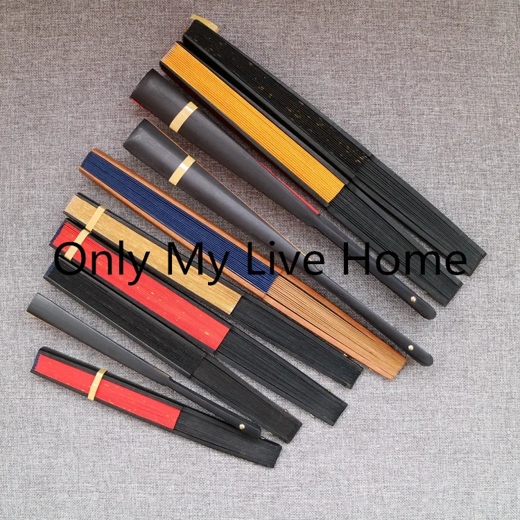 13 inch 10pcs Rice Paper Red Gold Fan Black Blue Adult Calligraphy DIY Wedding Program Hand Fans Chinese Big Bamboo Folding Fan