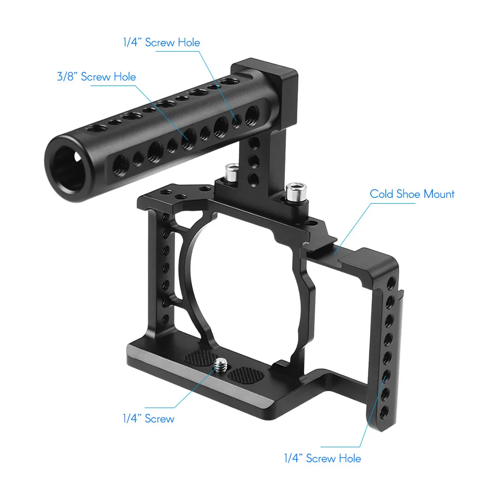 Andoer Camera Cage Video Film Movie Making Stabilizer Aluminum Alloy 1/4 Inch Screw with Cold Shoe Mount for Sony Cameras