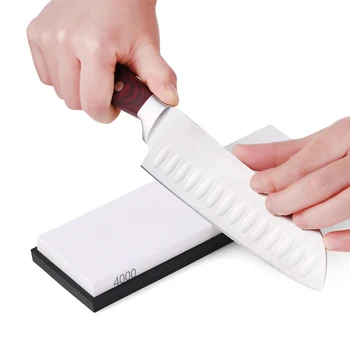 

New 4000 Grit Sharpening Stone Knife Sharpening Stone Knives Polishing Stone with Rubber Stone Holder Fine Whetstone 180*60*15mm