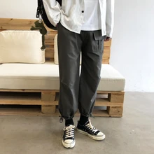 Мужские брюки-карго, тянущиеся веревки, повседневные штаны, свободные однотонные брюки, эластичные штаны для активного отдыха в стиле хип-хоп, спортивные штаны, большие размеры, M-5XL