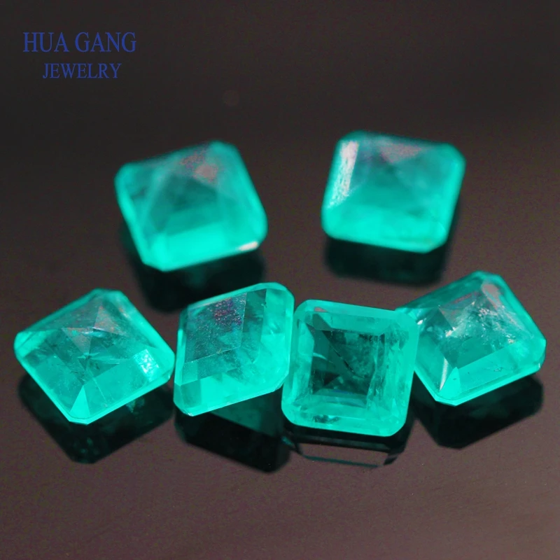Искусственный камень Paraiba квадратные фаски порезанные синтетические кристаллы и
