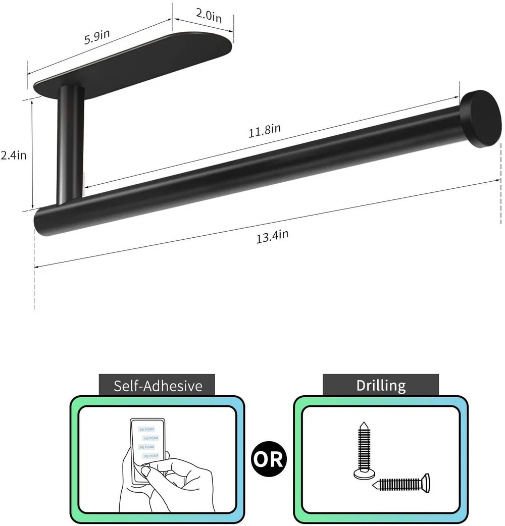 Stainless Steel Paper Towel Holder Self Adhesive Toilet Roll Paper Holder No Punching Kitchen Bathroom Lengthen Storage Rack paper towel holder towel rack toilet paper holder toilet paper rack toilet roll holder paper towel rack tissue holder