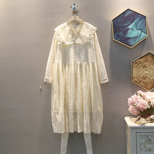 apricot GCC2995 XITAO, новинка, корейский стиль, кукольный воротник, крючок, цветок, женское платье размера плюс, модные милые женские платья, Осень-зима, GCC2995 - Цвет: apricot GCC2995