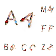 Серьги с буквами, ювелирные изделия, микро CZ Кристаллы, серьги-гвоздики для женщин и девушек, модные серьги, ювелирные аксессуары