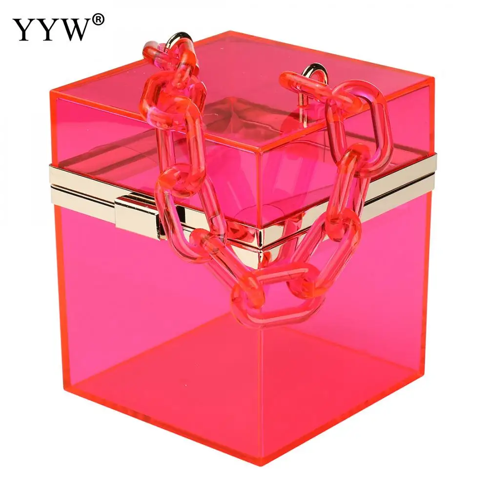 fashion transparent bag design women party purses handbags wedding cocktail tote bag acrylic square box bag shoulder bag bolsa
