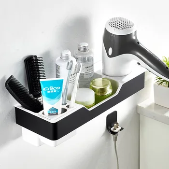 

Wall Mounted Toothbrush Holder Hair Dryer Storage Rack Bathroom Shampoo Cosmetic Shelf Organizer Household Bathroom Accessories