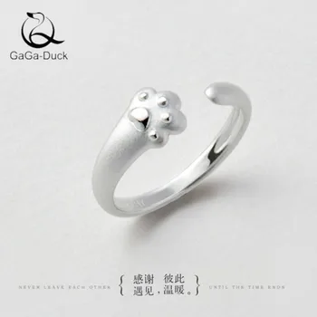 

New Fashion Jewelry Exquisite Sweet Animal 925 Sterling Silver Personality Cat Claw Simple Women Opening Rings R356