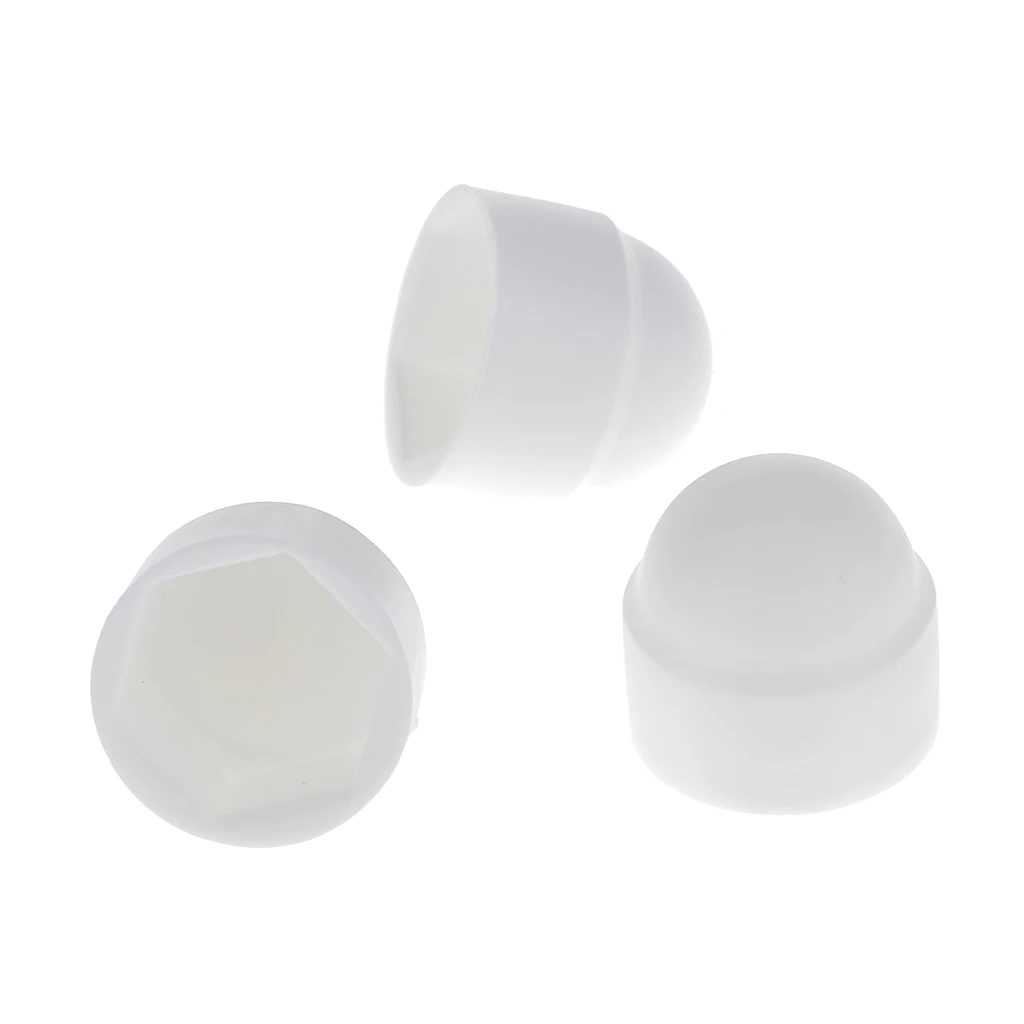 10 Pieces White Dome Nut / Bolt Cover Caps Nylon, M8 13x15mm