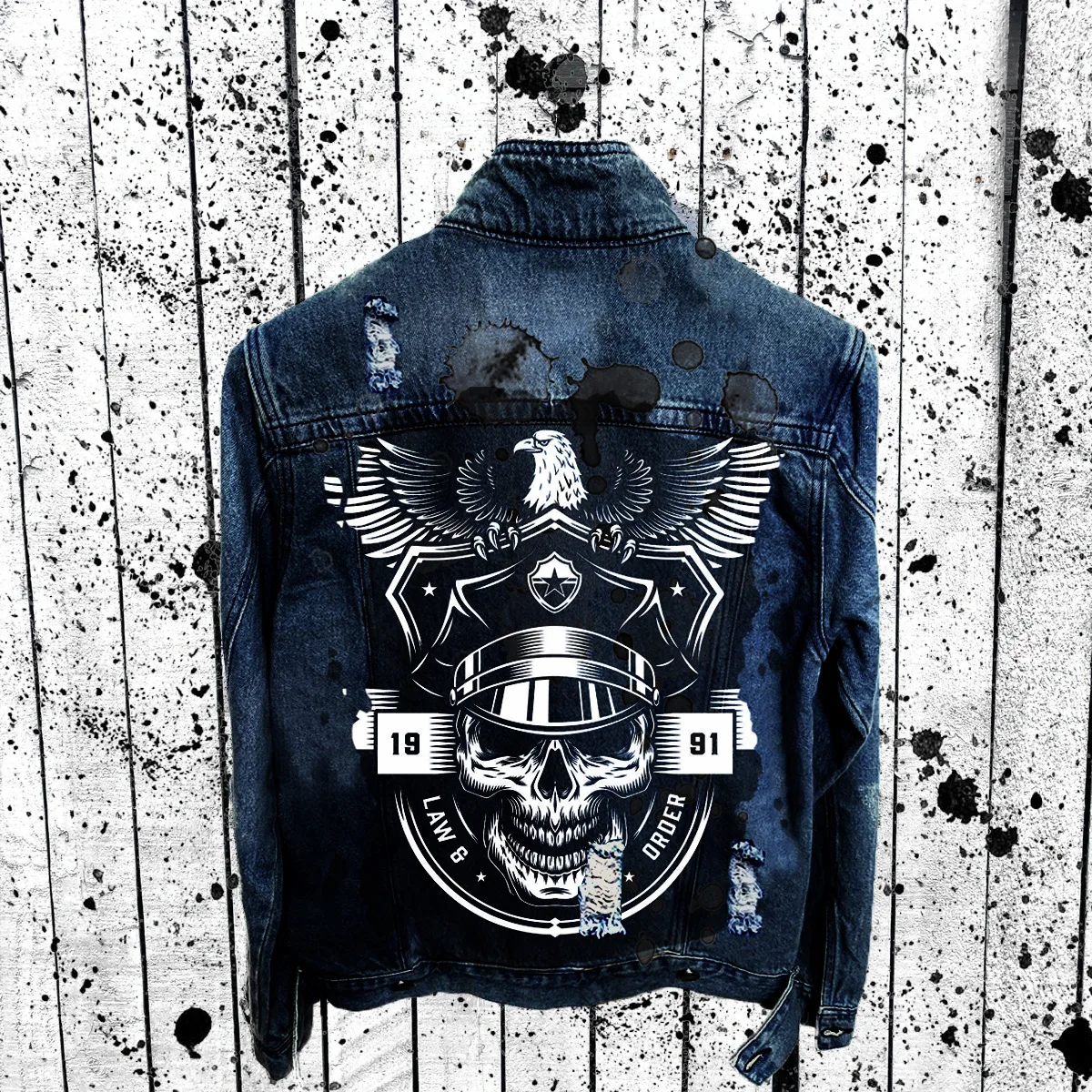 American Street Retro Denim Motorcycle Jacket, Washes Holes, Autumn and Winter, New, Wholesale
