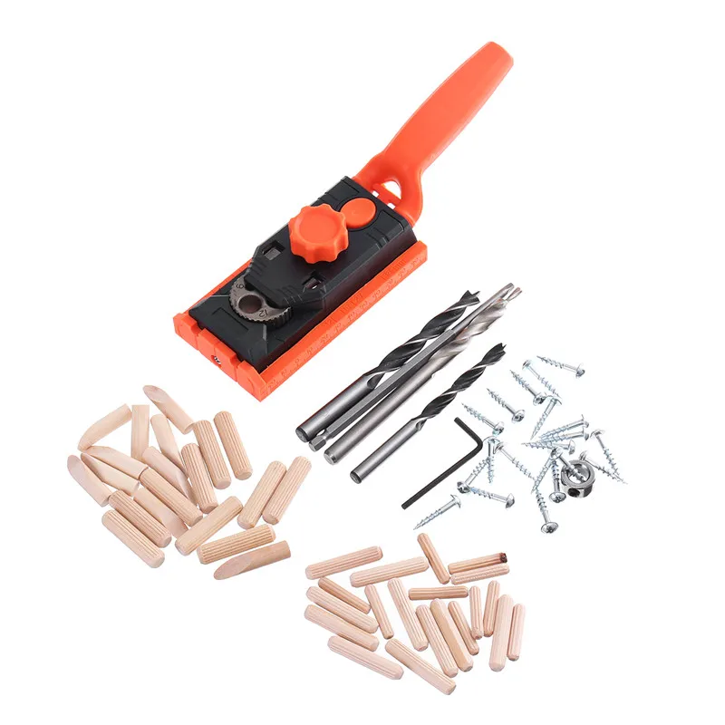 

2 in 1 Alloy Steel Wood Jig Drill Guider Sleeve Dowel Pin Straight Oblique Hole Saw Centering Locator With Wood Drill Dowel Pin
