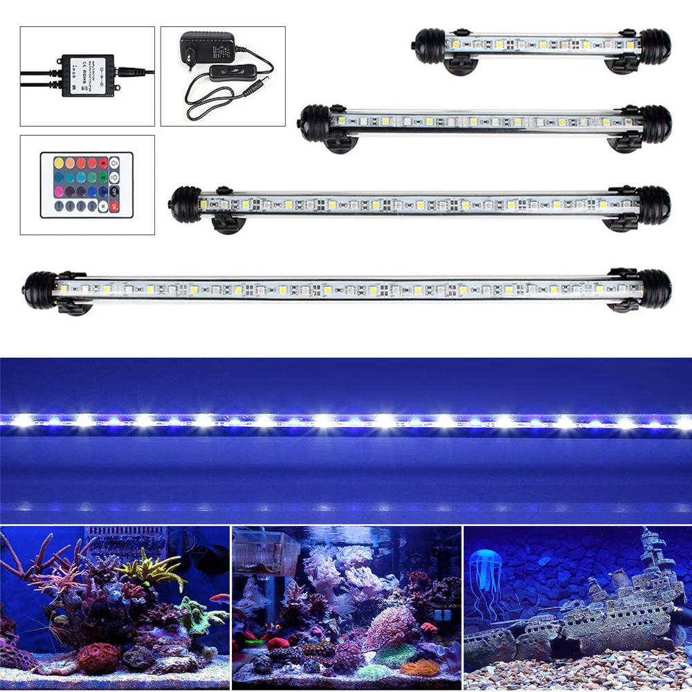 EU US Plug RGB дистанционный светильник для аквариума Водонепроницаемый 5050 SMD