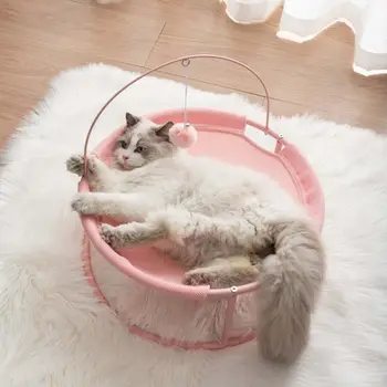 

Summer Mesh Breathable bed for cats Removable Pet Lounge Washable Cat Bed with Dangling Ball Soft Sleeping Kitten Litter pet bed