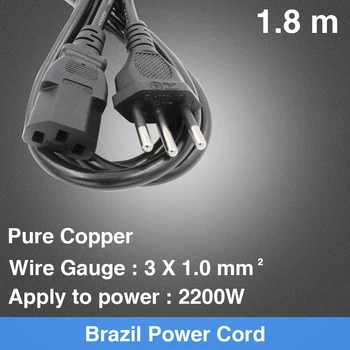 

AC Power Cord Extension Adapter Cable 1.8m Brazil Plug For PC Desktop Monitor Computer Appliance