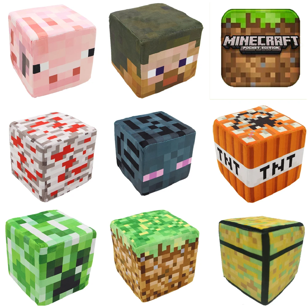 Hot Minecrafts Stuffed Plush Toy Doll Pillow Creeper TNT Redstone Ore Pig Home Decor Living Room Sofa Seat Kid Birthday Gift Toy