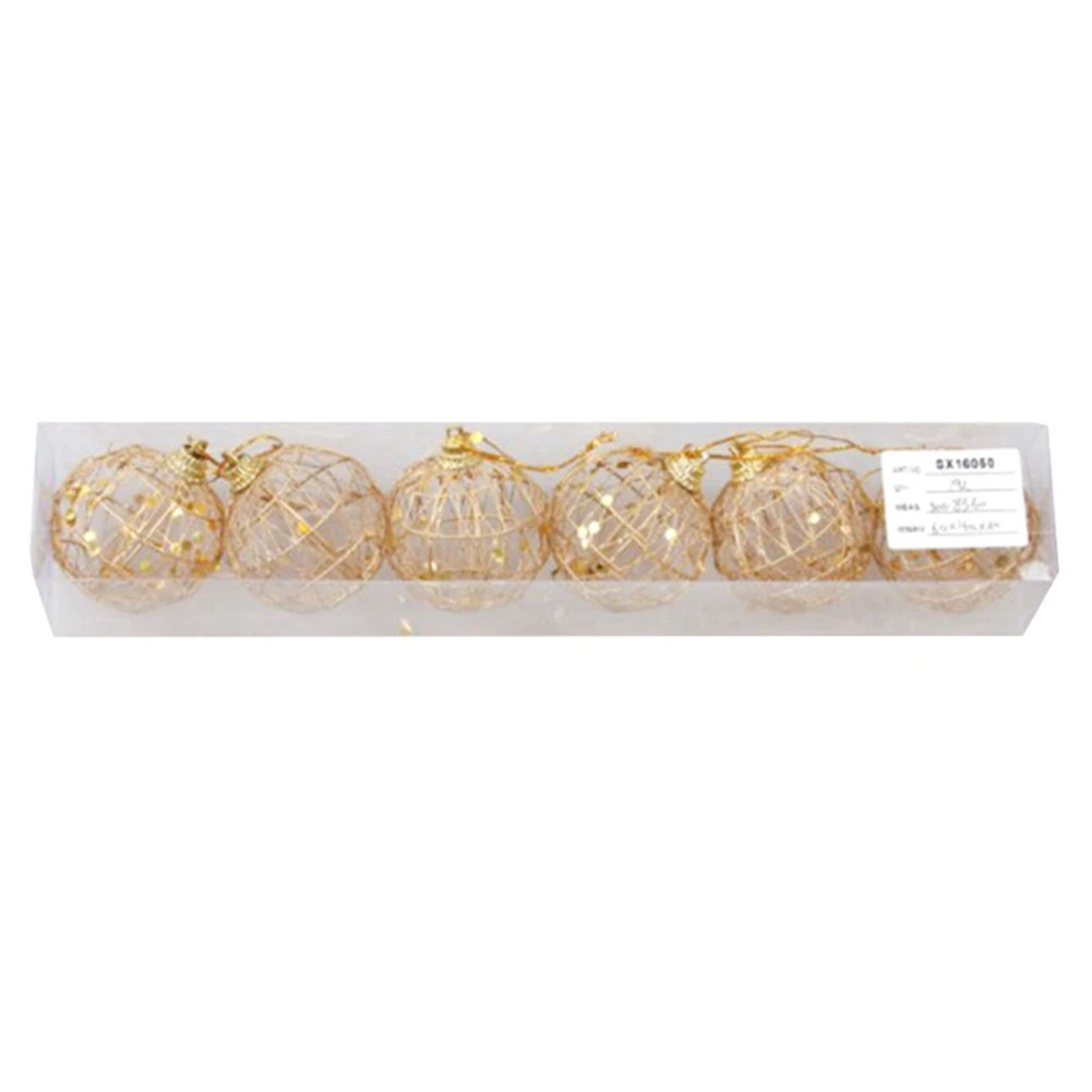 6pcs 5/6cm Christmas Xmas Tree Gold Ball Baubles Hanging Party Ornament Decoration Pendants