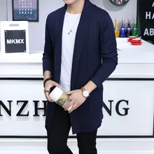 Ветровка, Тренч, Мужское пальто, осень, новая мода, сплошной цвет, длинный рукав, длинная куртка, Мужской Свободный вязаный кардиган, одежда