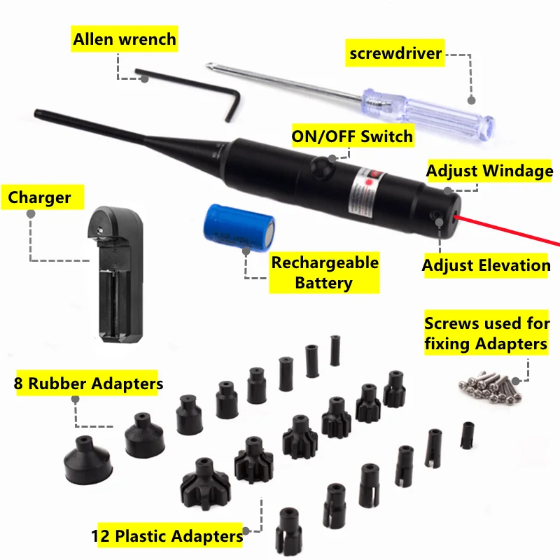 

Upgraded Laser Bore Sight Kit .177 .22 to .78 Caliber Universal Laser Collimator Pointer Boresighter