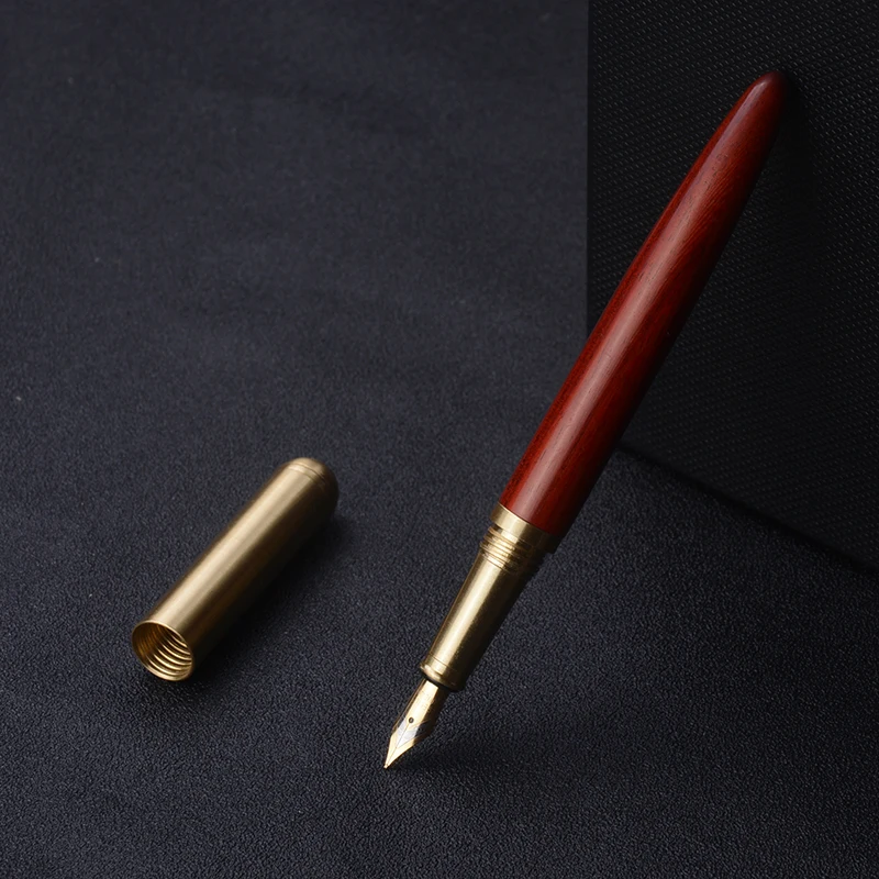 Luxury Brass Fountain Pen Office 0.7mm Ink Pen Student Wood Calligraphy Pens For School Writing Stationery Supplies