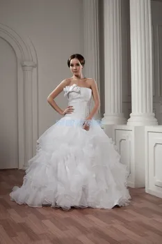 

new design with train hot seller good quality custom size/color handmade bow ball gown white bridal mother of the bride dresses