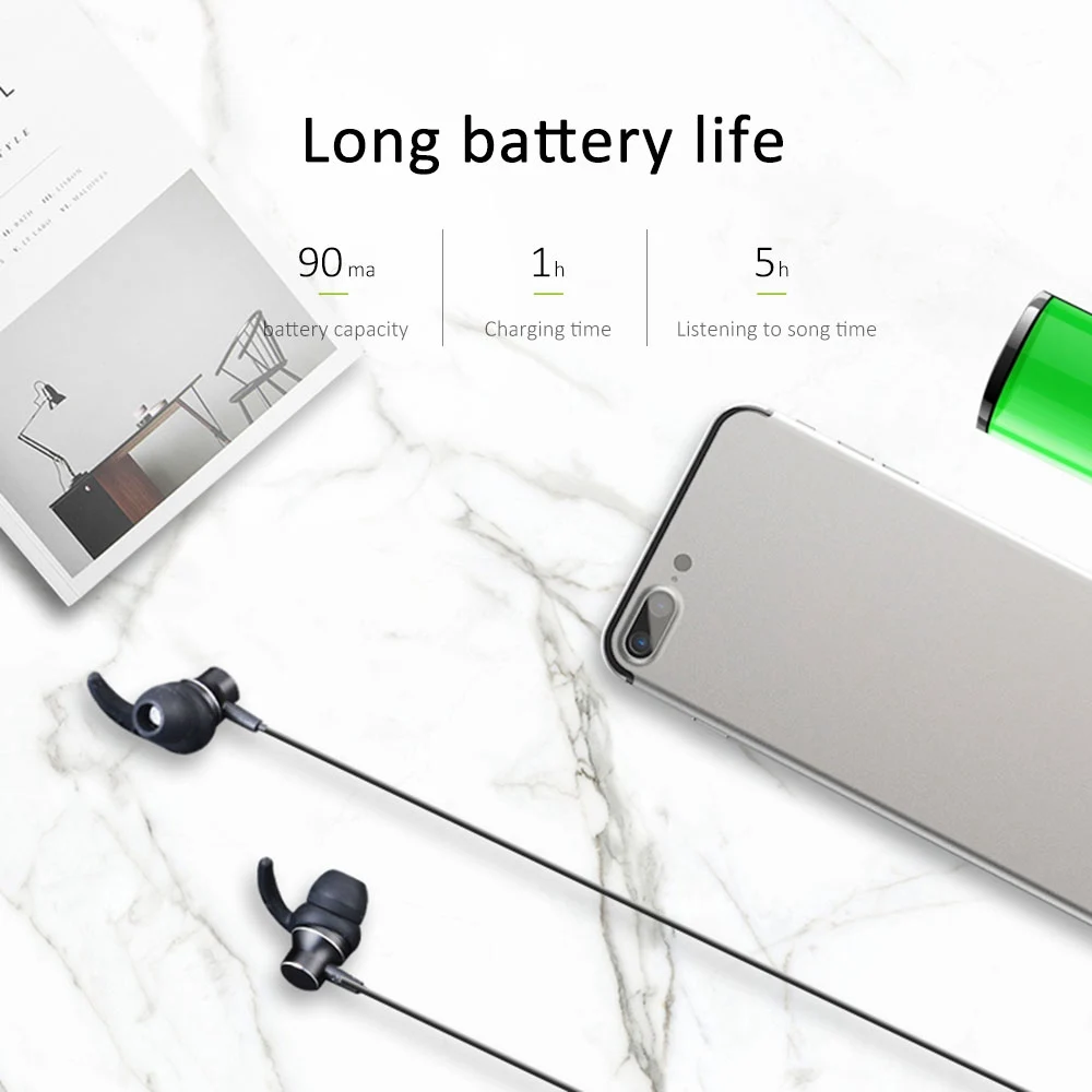 Magnetic TF Card Wireless Bluetooth Earphone Headphone Sport Running Headset With Mic Earbuds For All Smart Phone fone de ouvido
