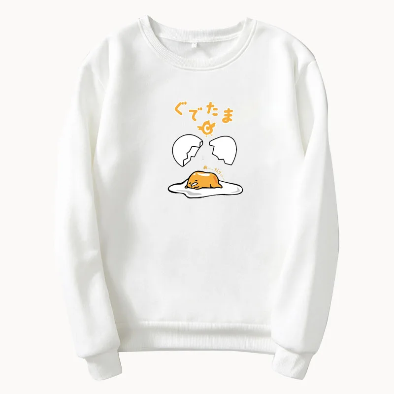 Gudetama Толстовка Harajuku мода круглый вырез длинный рукав плюс бархатный пуловер Женская одежда унисекс Прямая